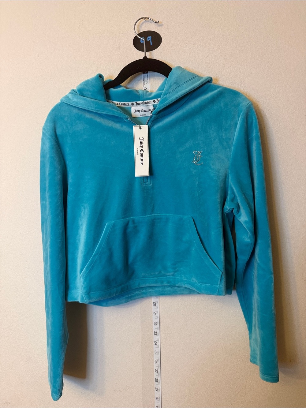 Juicy Couture Teal Velour Hooded Pullover